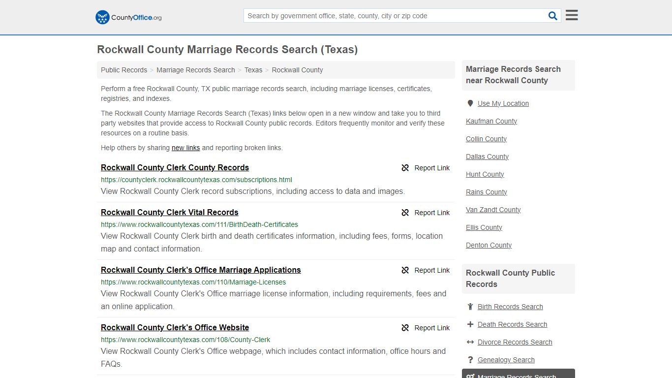 Rockwall County Marriage Records Search (Texas) - County Office