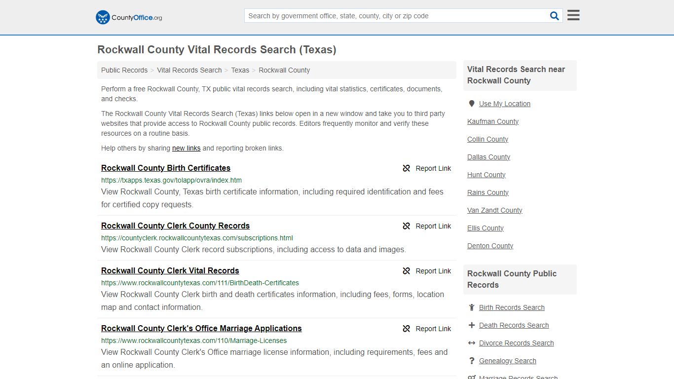 Vital Records Search - Rockwall County, TX (Birth, Death, Marriage ...