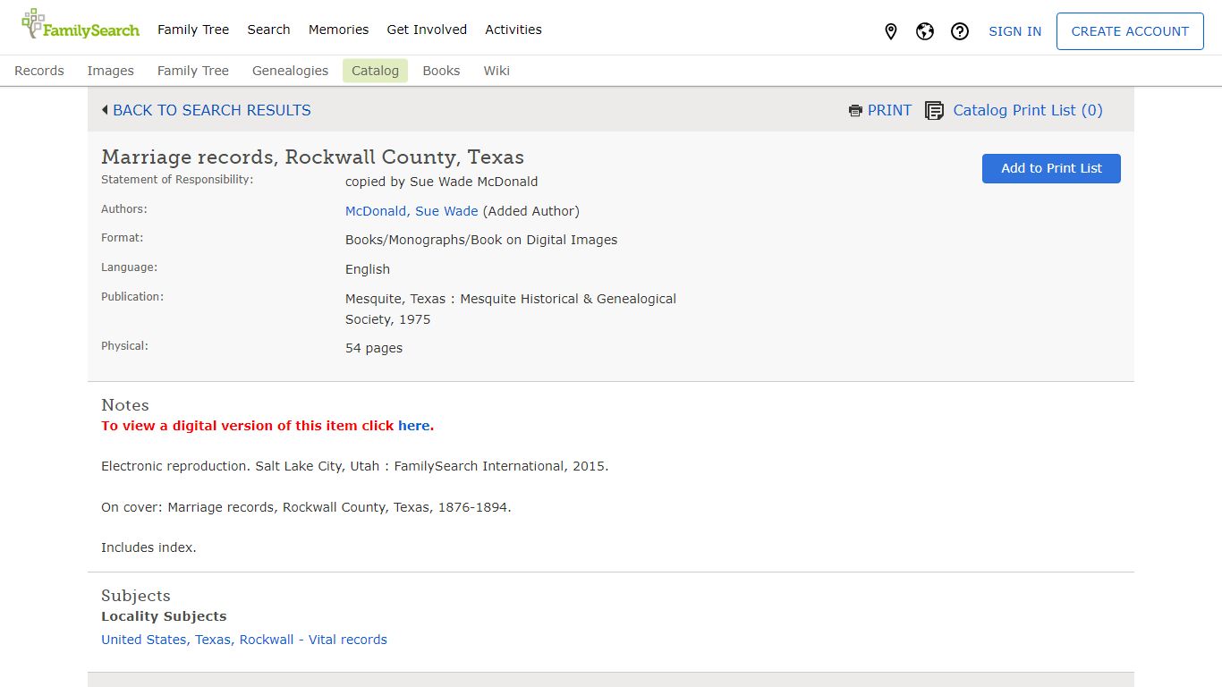 Marriage records, Rockwall County, Texas - FamilySearch